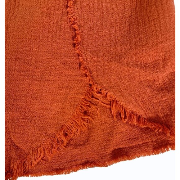 BlankNYC Women's Frayed Hem Stretch Waist Rust Orange Shorts Cotton Blend Small - Picture 8 of 11